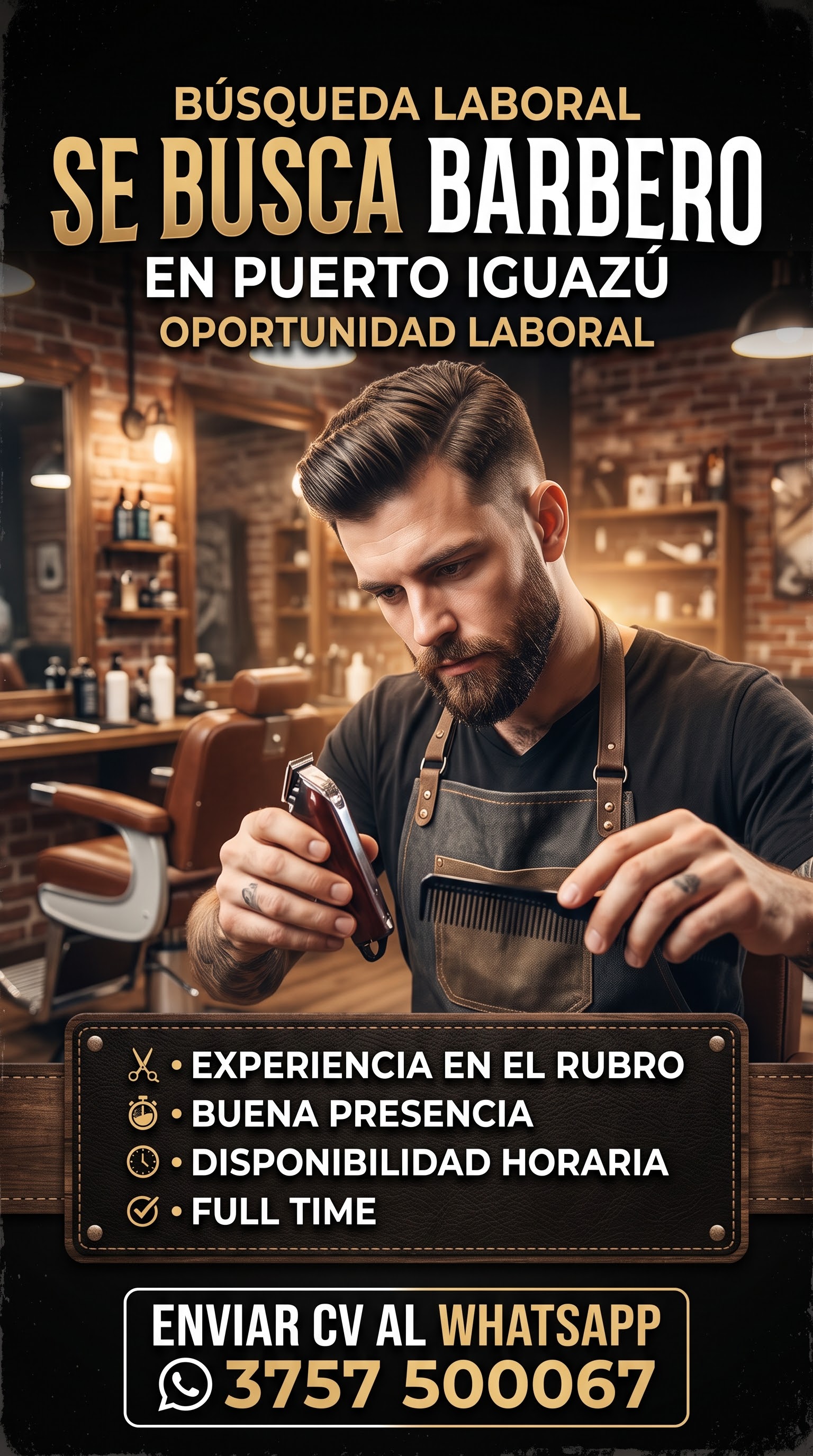 Se Busca Barbero en Puerto Iguazú