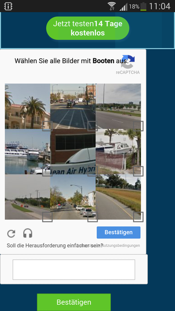 Google ReCaptcha / Android Stock-Browser (4.3)