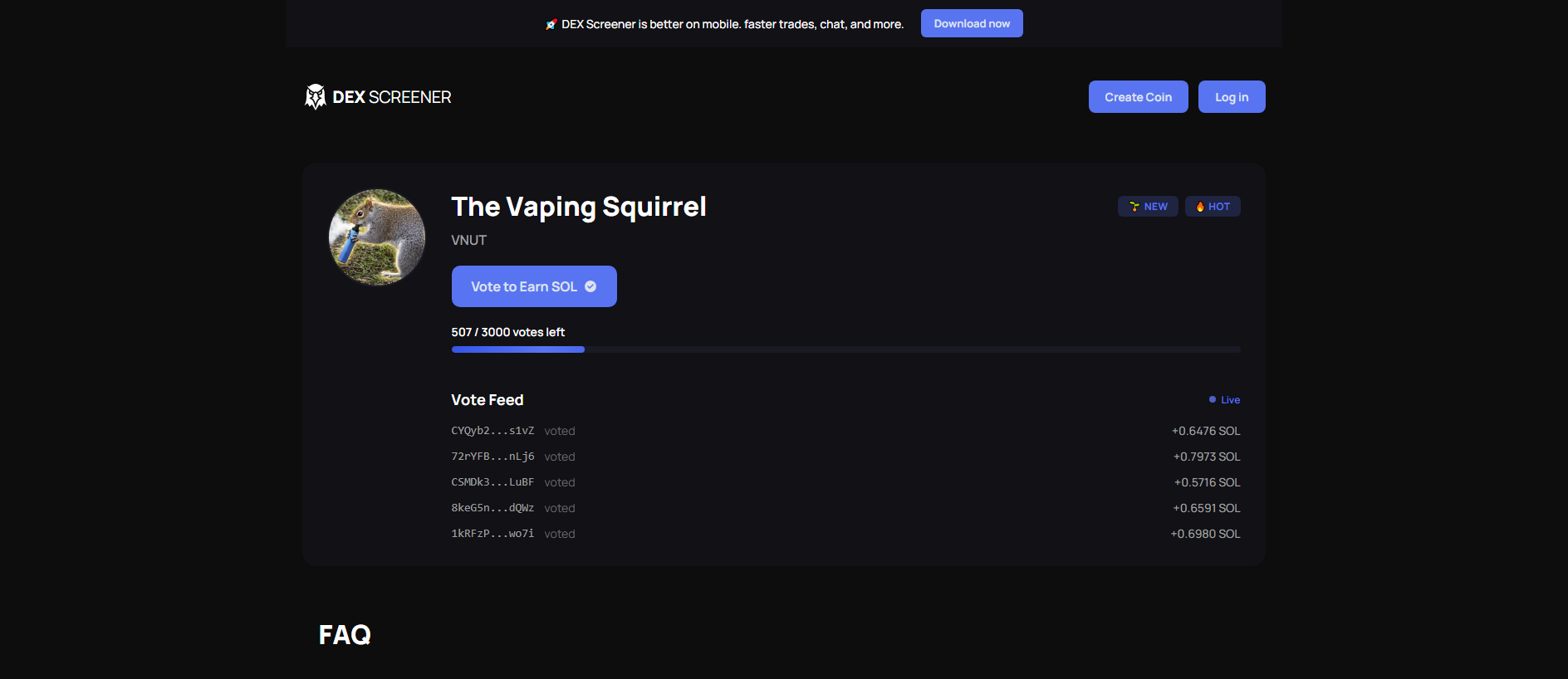 Screenshot of votingdex.fun