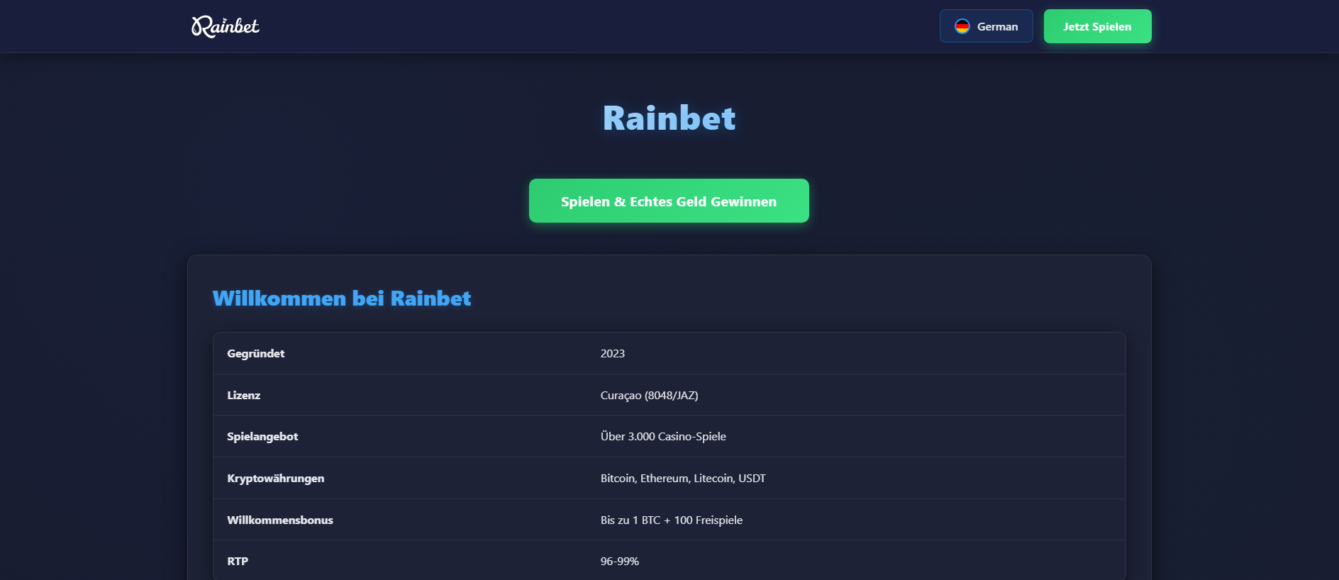 Stored capture of rainbet-24.com.de
