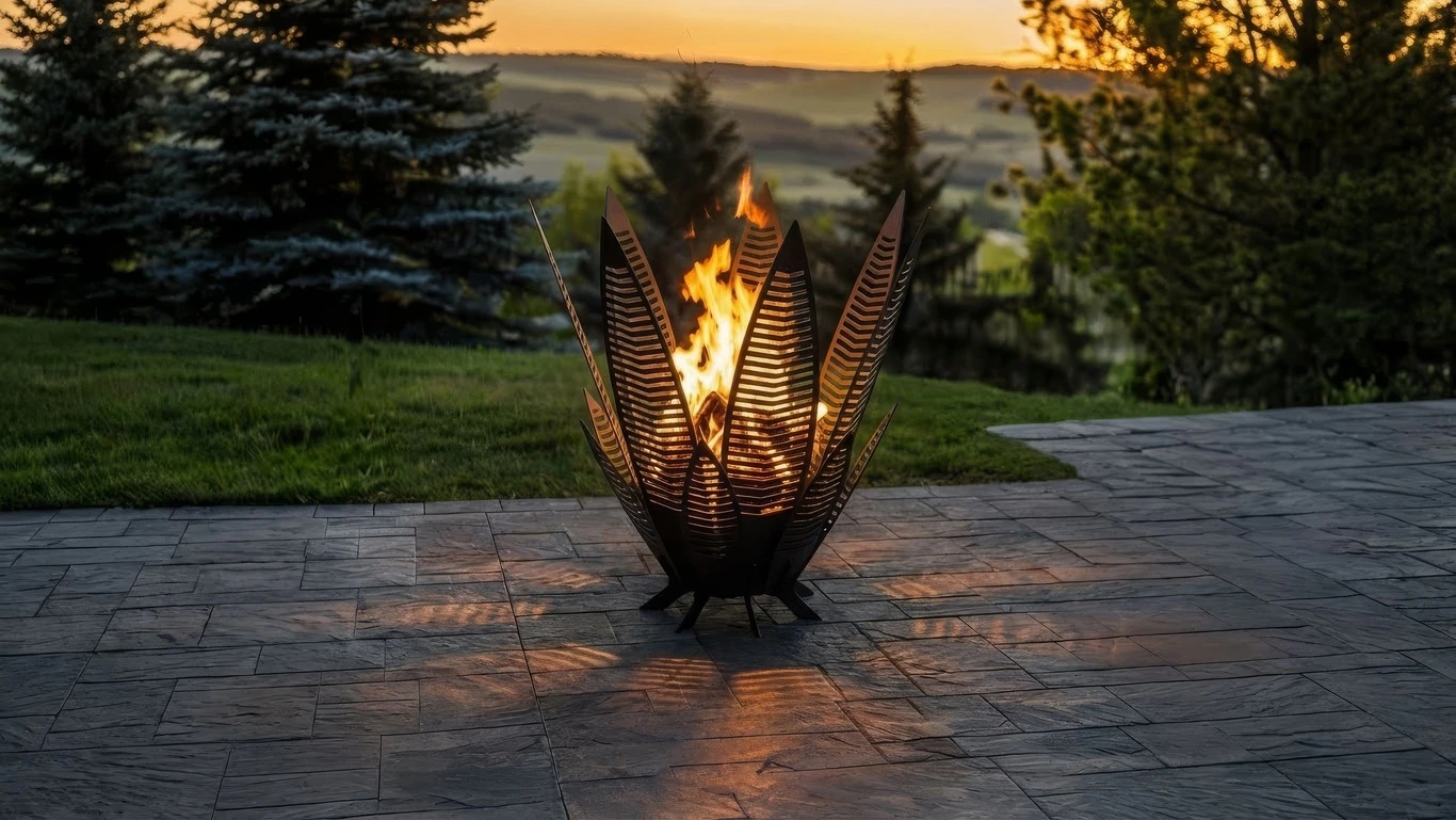 Long Leaves Fire Pit by Vertex Steel