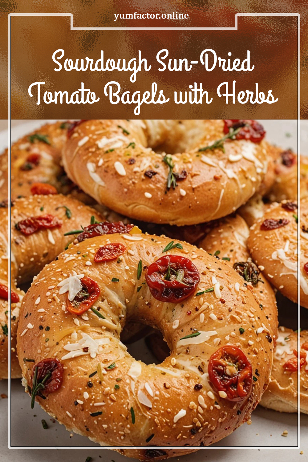 Sourdough Sun-Dried Tomato Bagels with Herbs and Cheese