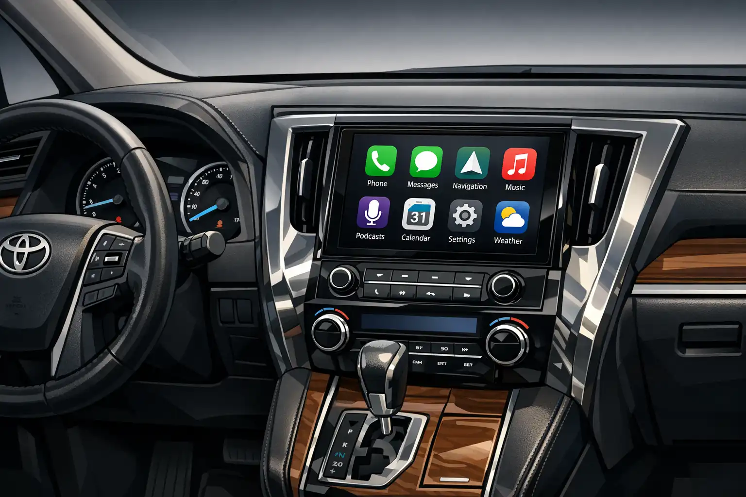 Toyota Alphard 2016 avec Android Auto affiché sur l’écran d’origine