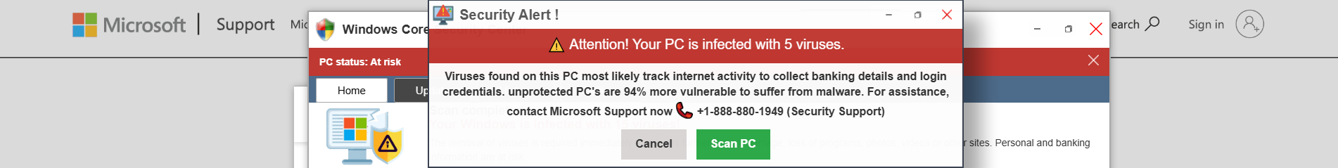 Forensic screenshot of [REDACTED] showing the phishing page layout