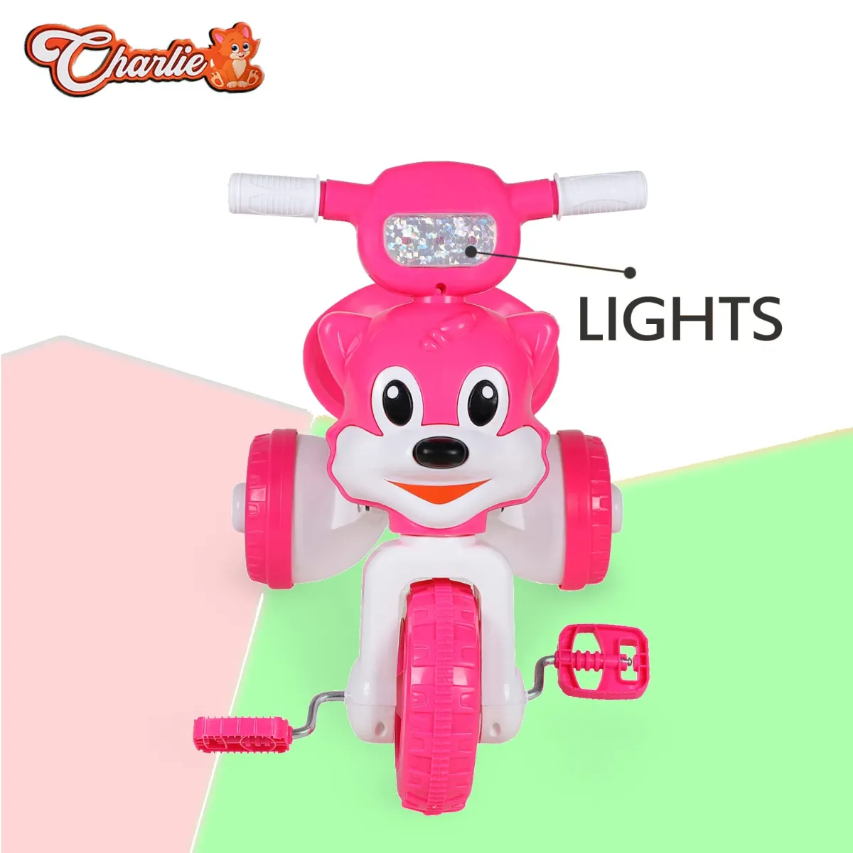 Fun Ride Tricycle For Kids With Music And Lights-Charlie Foldable Baby Tricycles-Trikes For Boys And Girls 18-36 Months-(Weight-Upto 18 Kg)|Pink - ToyMall Manjeri