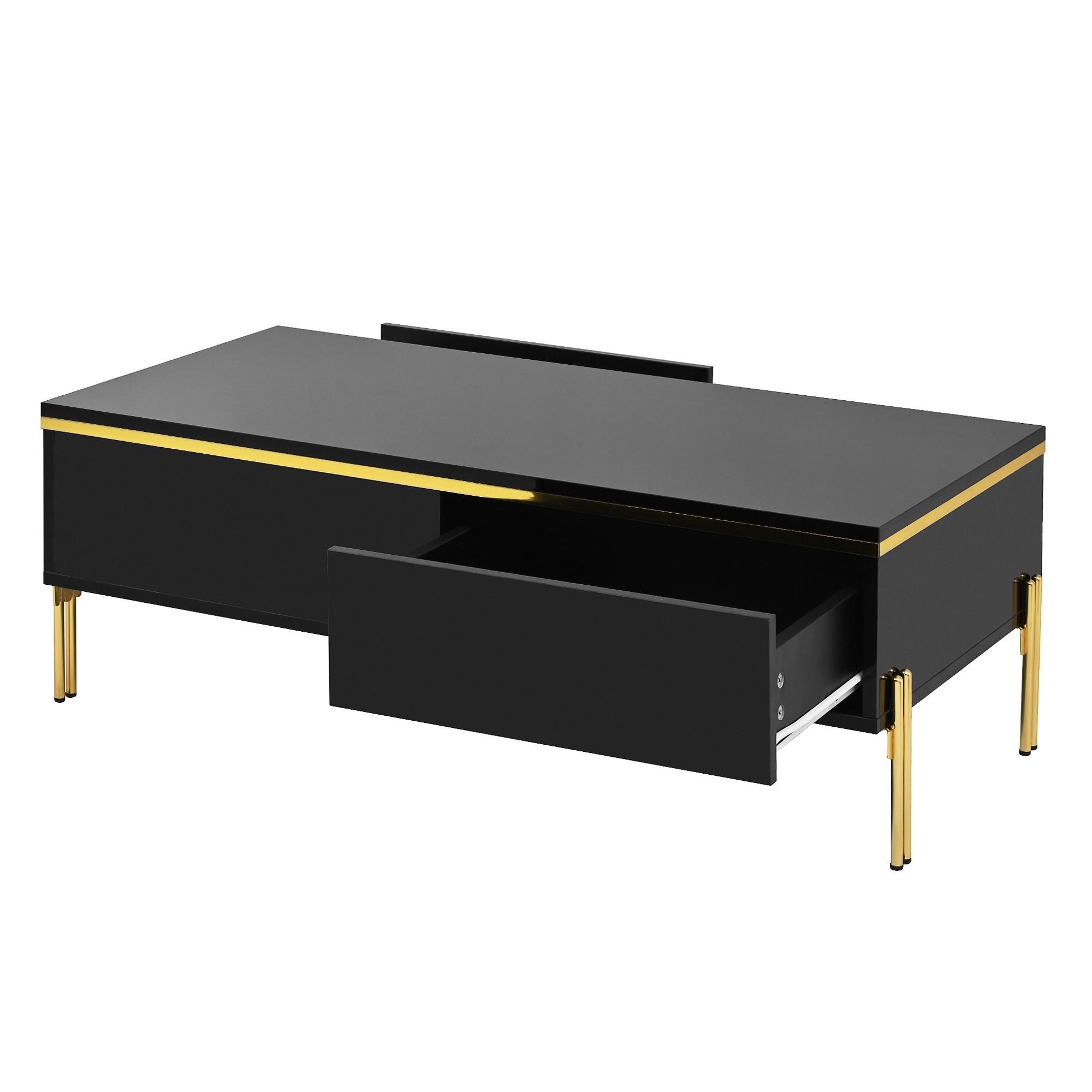 Table Basse Noir, Rangement, Design Moderne, Structure Robuste, Entretien Facile, Multifonctionnel - 100x50x36cm - Salon 6
