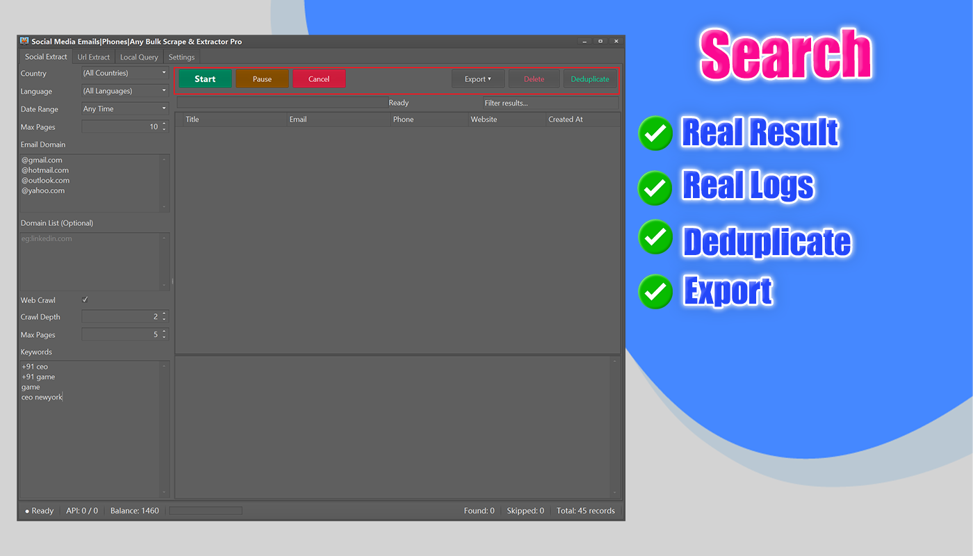 Social Media Data Extractor Windows App with API