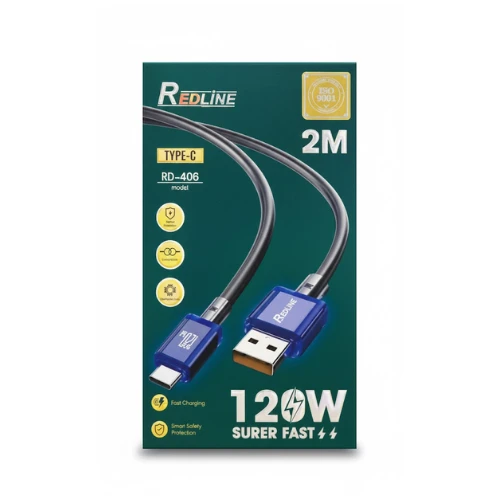 كابل Redline Type-C شحن سريع 120W – طول 2 متر