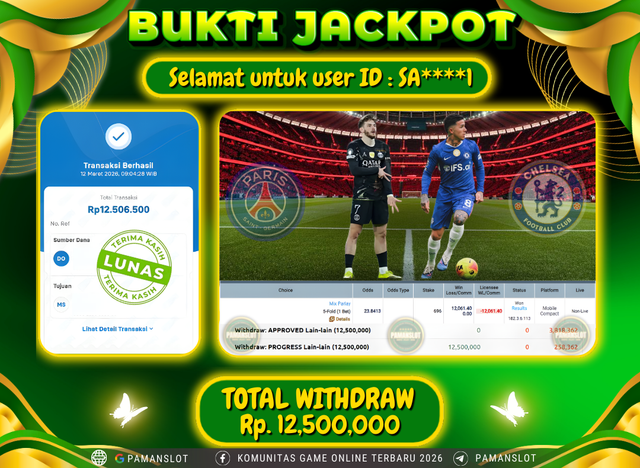 PAMANSLOT JACKPOT Game Sportsbook Mix-Parlay Rp.12,500,000- LUNAS