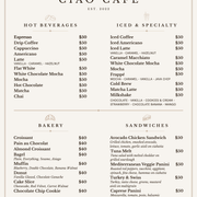 Ciao Cafe Menu