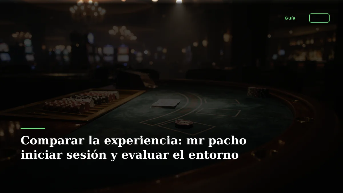Comparar la experiencia: mr pacho iniciar sesión y evaluar el entorno