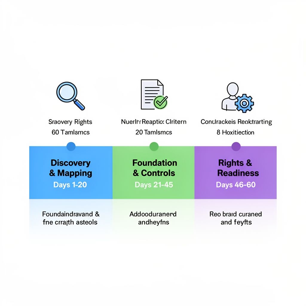 The 60-Day GDPR Sprint Framework - Three Phases Visual Timeline