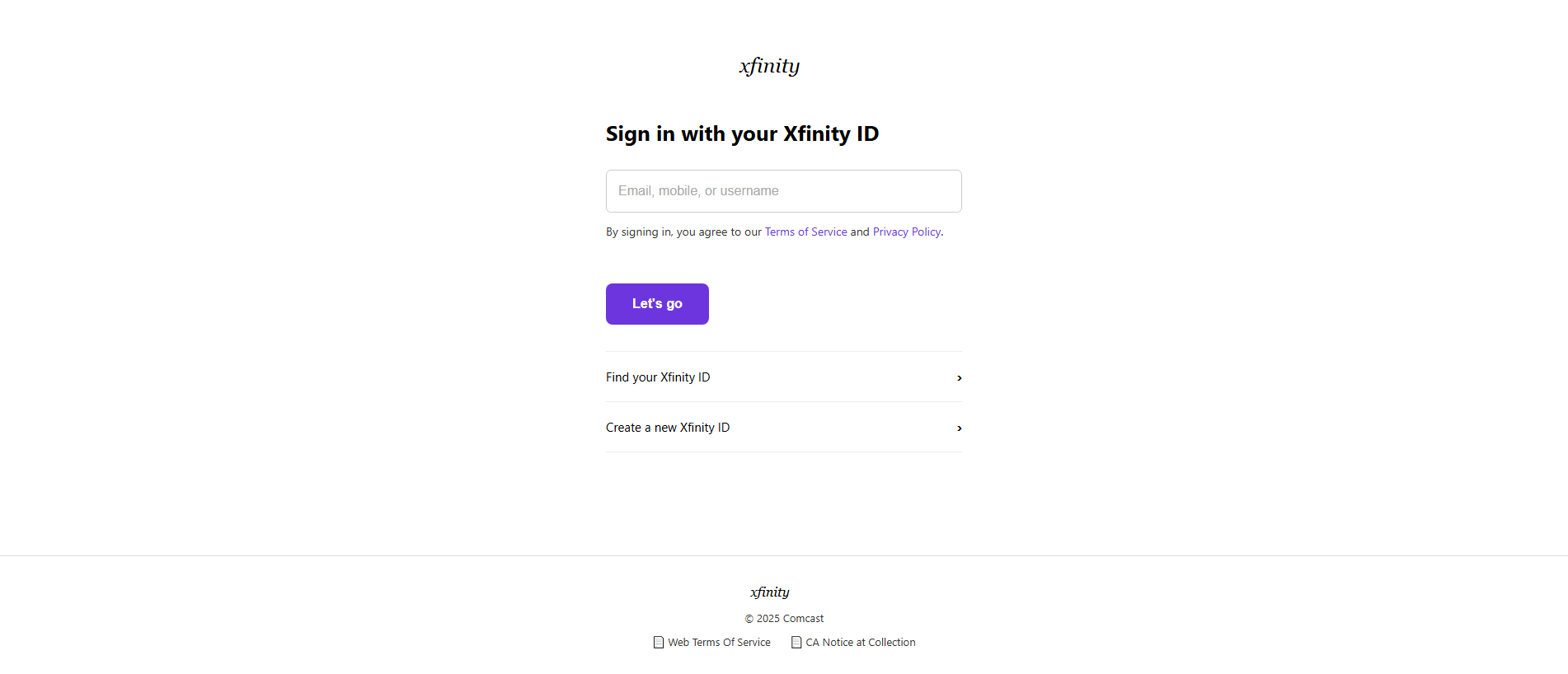 Screenshot of xfinitymain.vercel.app