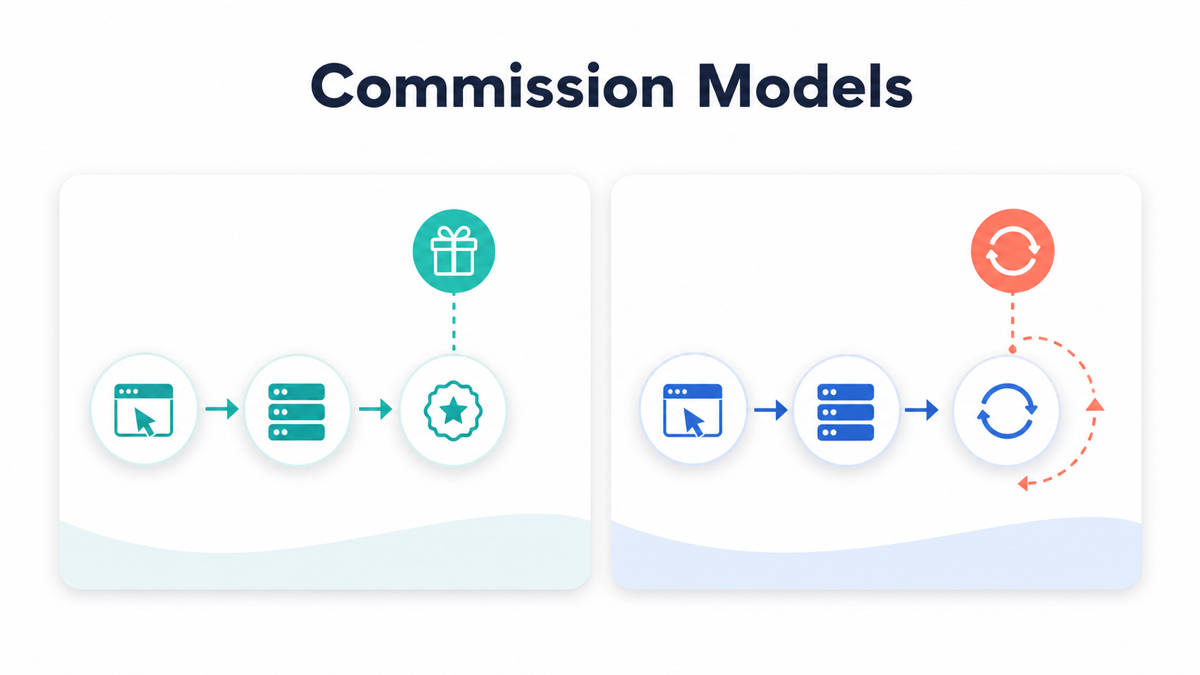 Commission model graphic for managed hosting affiliate programs