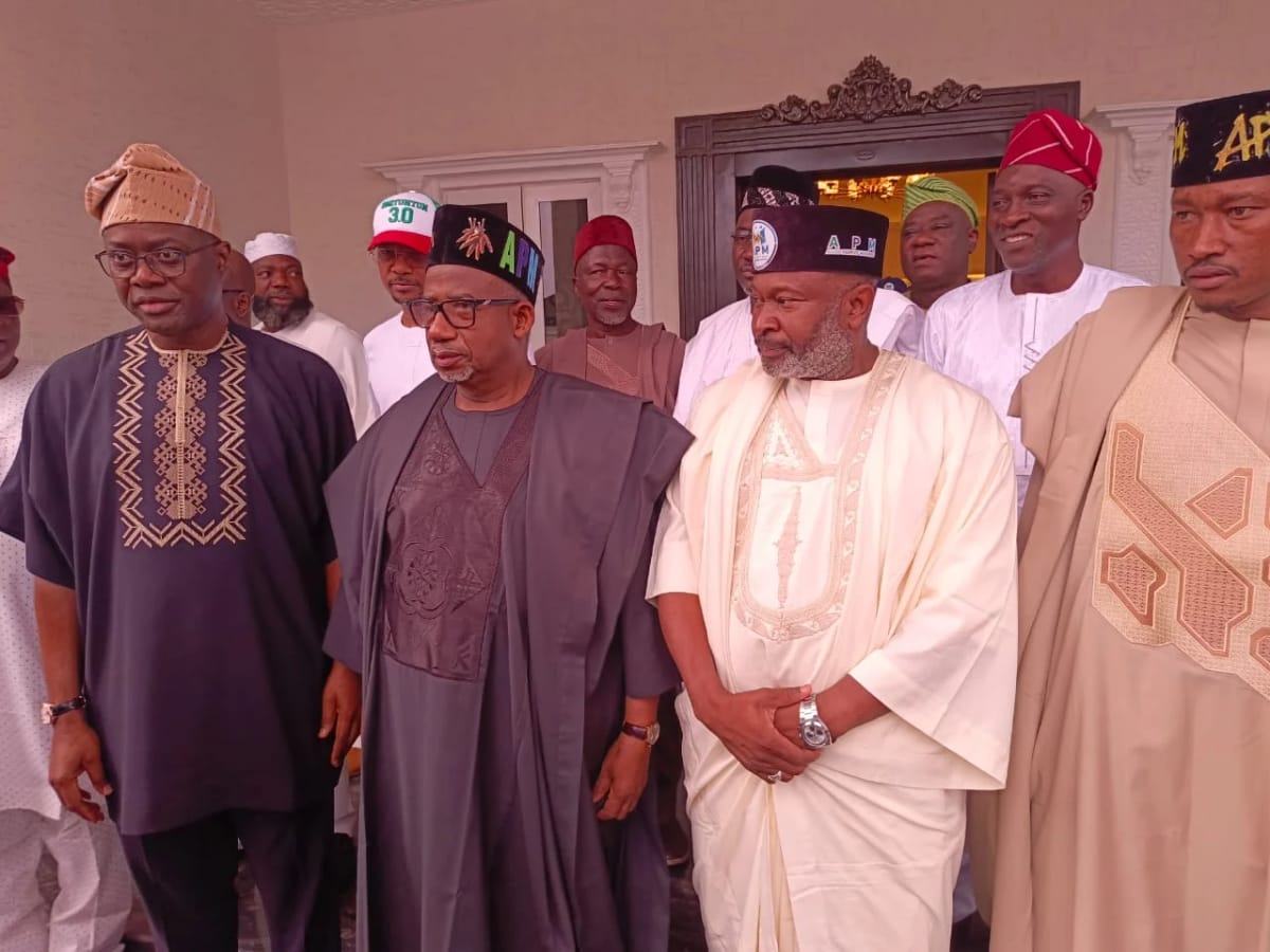 From left, Oyo State governor, ‘Seyi Makinde; Bauchi State Governor, Bala Mohammed; National Chairman of the Allied People’s Movement (APM), Yusuf Dantalle; and the APM Governorship candidate in Bauchi State, Yakubu Adamu, during a visit to Governor Makinde on Sunday.