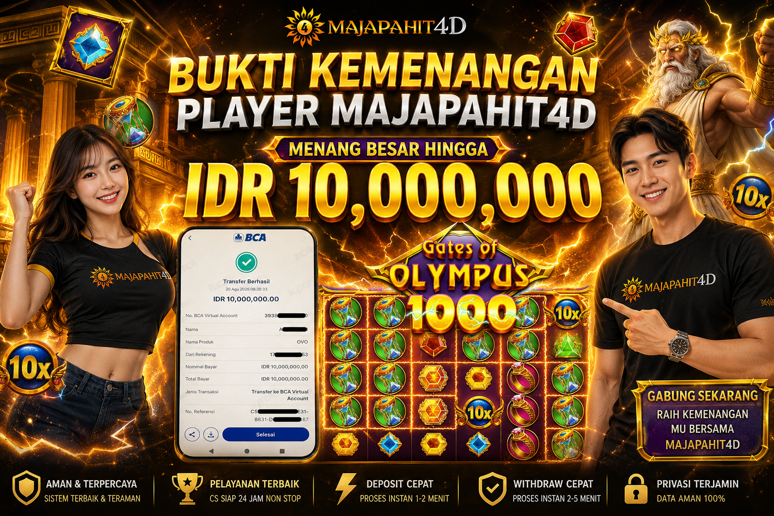 MAJAPAHIT4D JACKPOT GATE OF OLYMPUS 1000 Rp.10.000.000.,- LUNAS