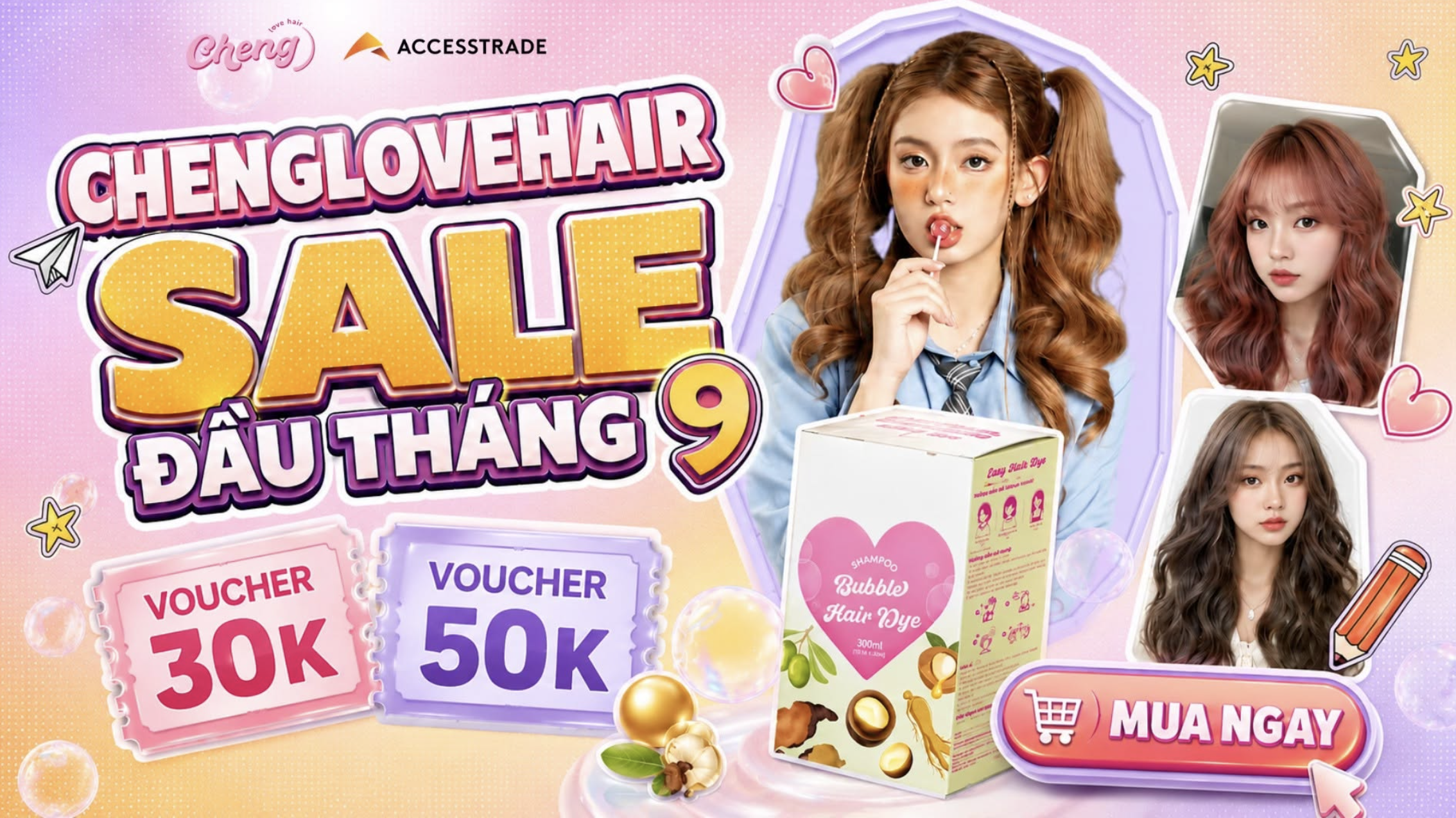 Chenglovehair Sale Đầu Tháng 9 – Voucher Đến 80K Đổi Màu Tóc