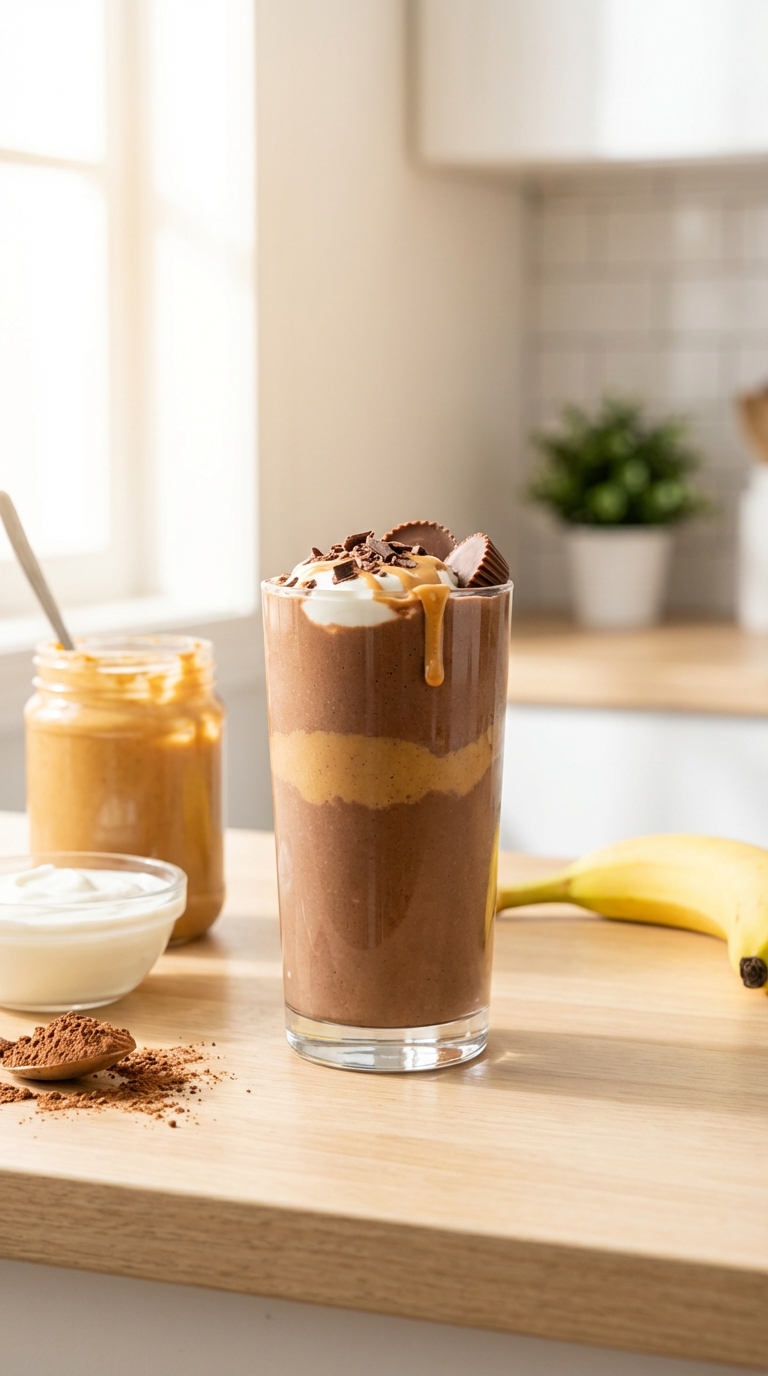 Chocolate Peanut Butter Cup — Top protein smoothie recipes healthy greek yogurt Blend