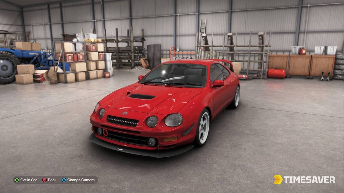 Forza Horizon 6 in-game car view of a Toyota Celica GT-Four — every car you photograph in FH6 is worth 10 Wristband points