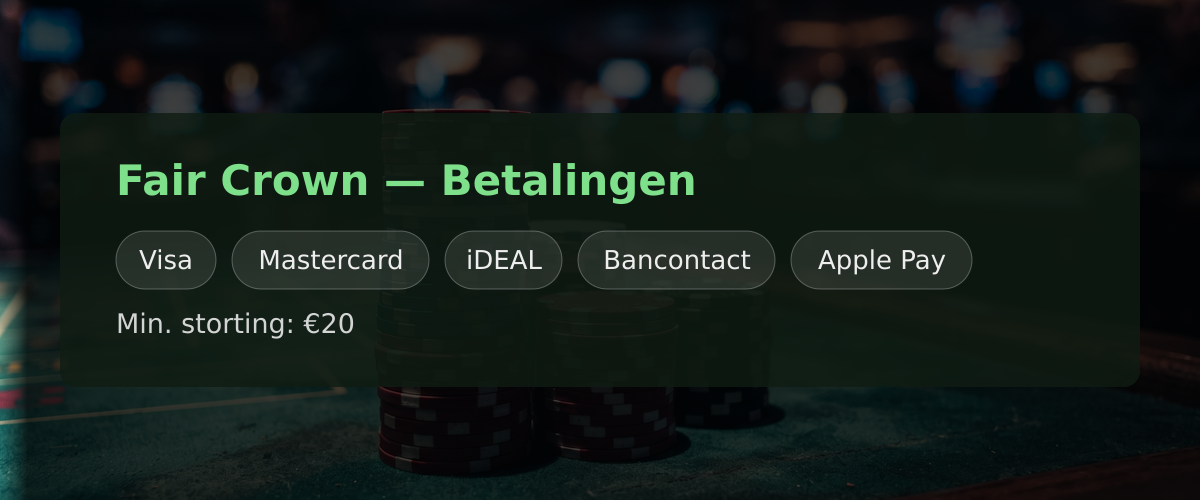 Fair Crown — Betalingen: Visa, Mastercard, iDEAL, Bancontact, Apple Pay