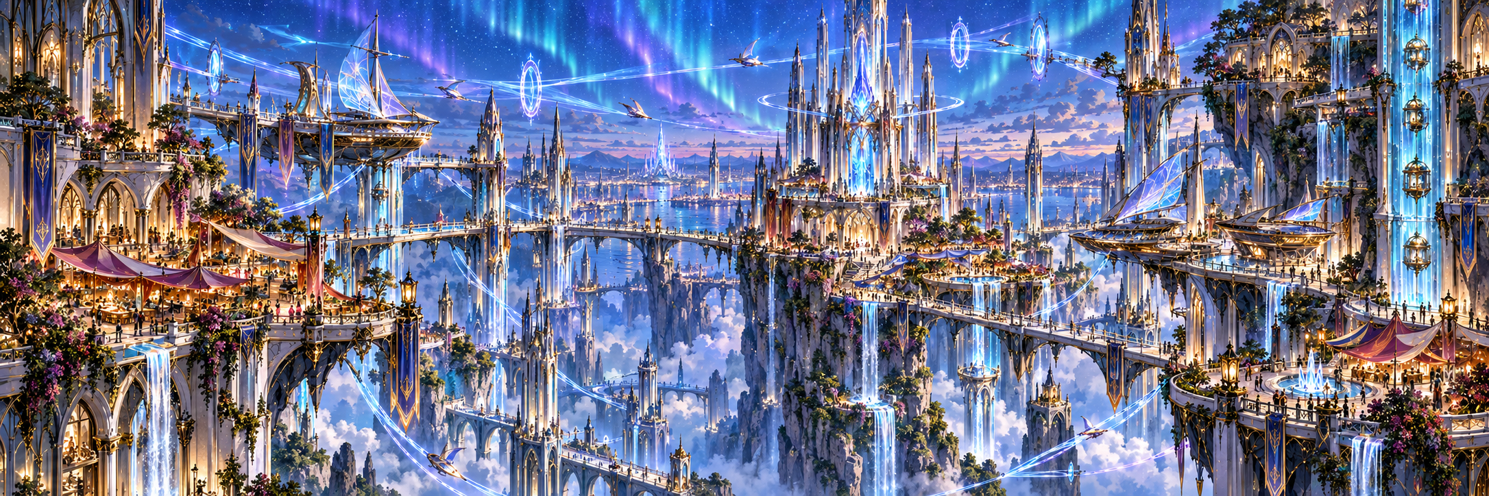 The towers, skybridges, and aerial markets of the Zephyr District.