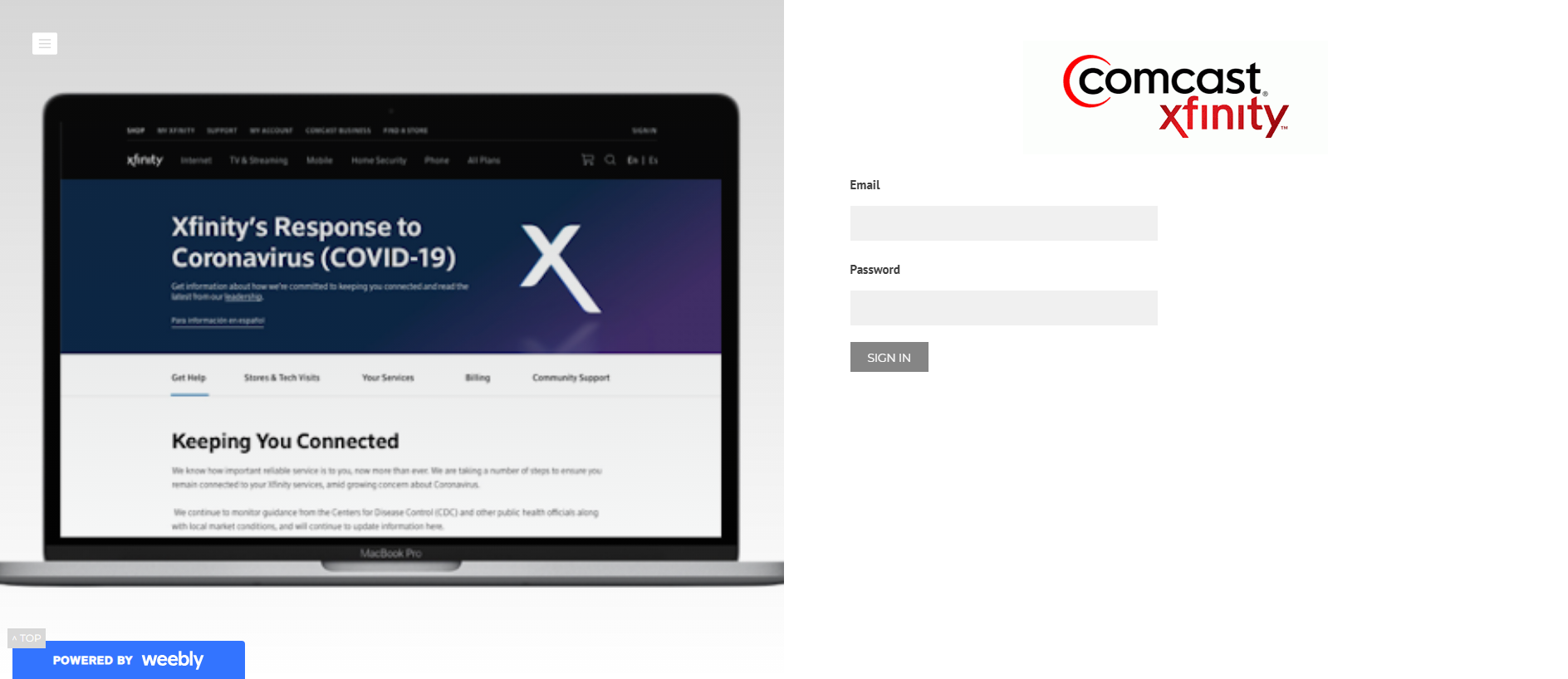 Stored capture of signinxfinity.weebly.com