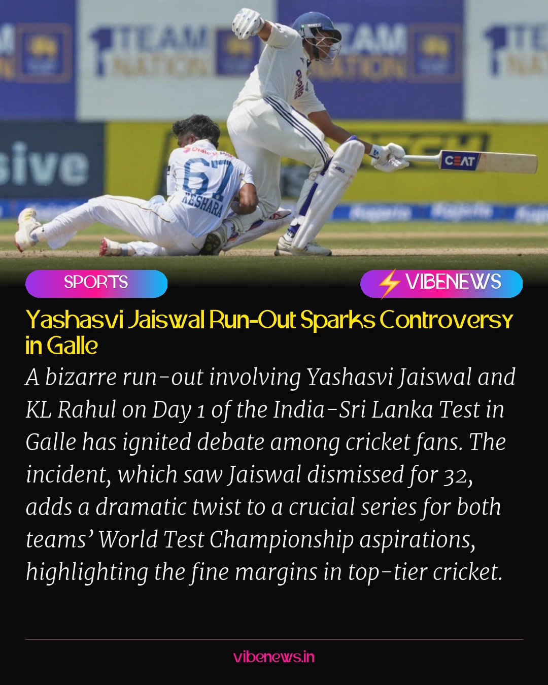 Yashasvi Jaiswal Run-Out Sparks Controversy in Galle