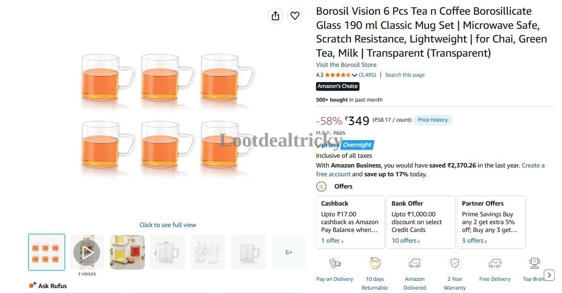 Borosil 6 Pcs | Huge Savings Offer