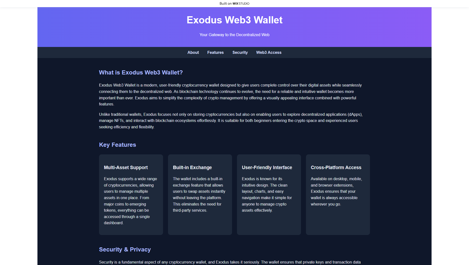 Screenshot of learn-exudosweb.wixstudio.com