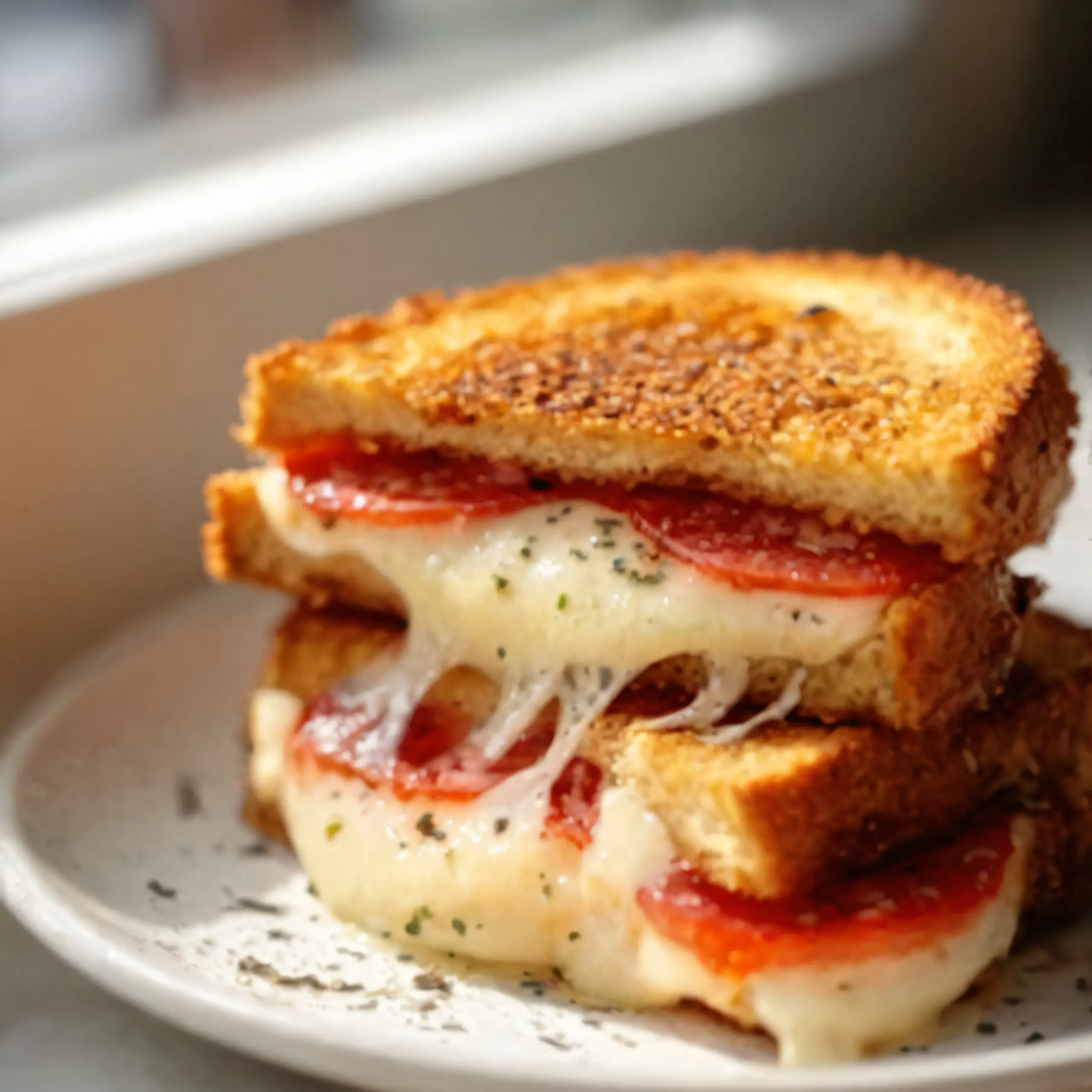 Grilled Cheese Pizza with Beef Pepperoni and Mozzarella