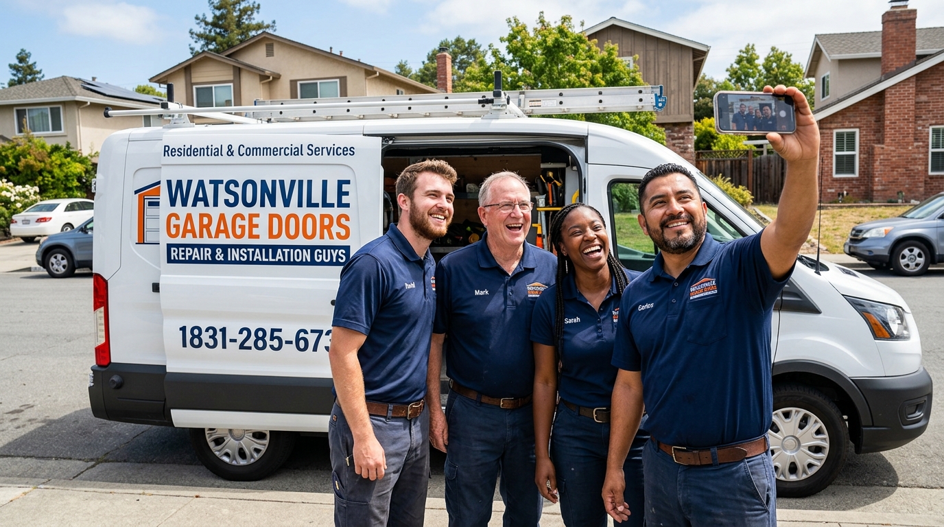 Freshly installed garage door by Watsonville Garage Doors Repair & Installation Guys