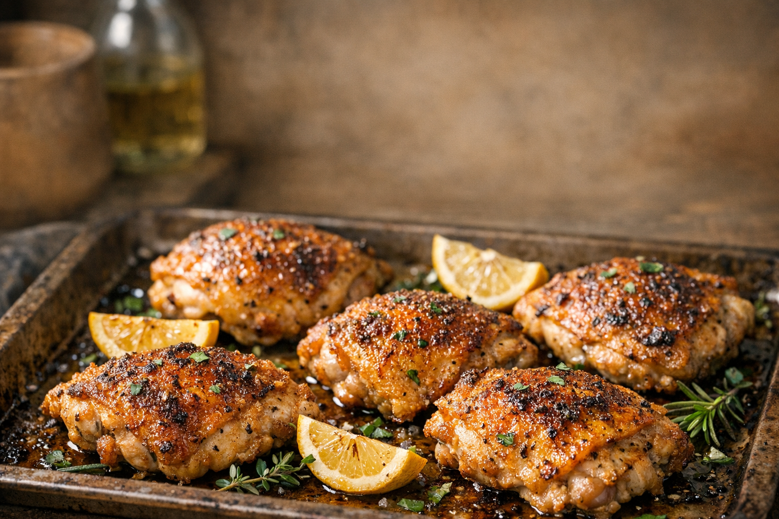 Oven Baked Chicken Thighs Crispy and Juicy Pinterest image