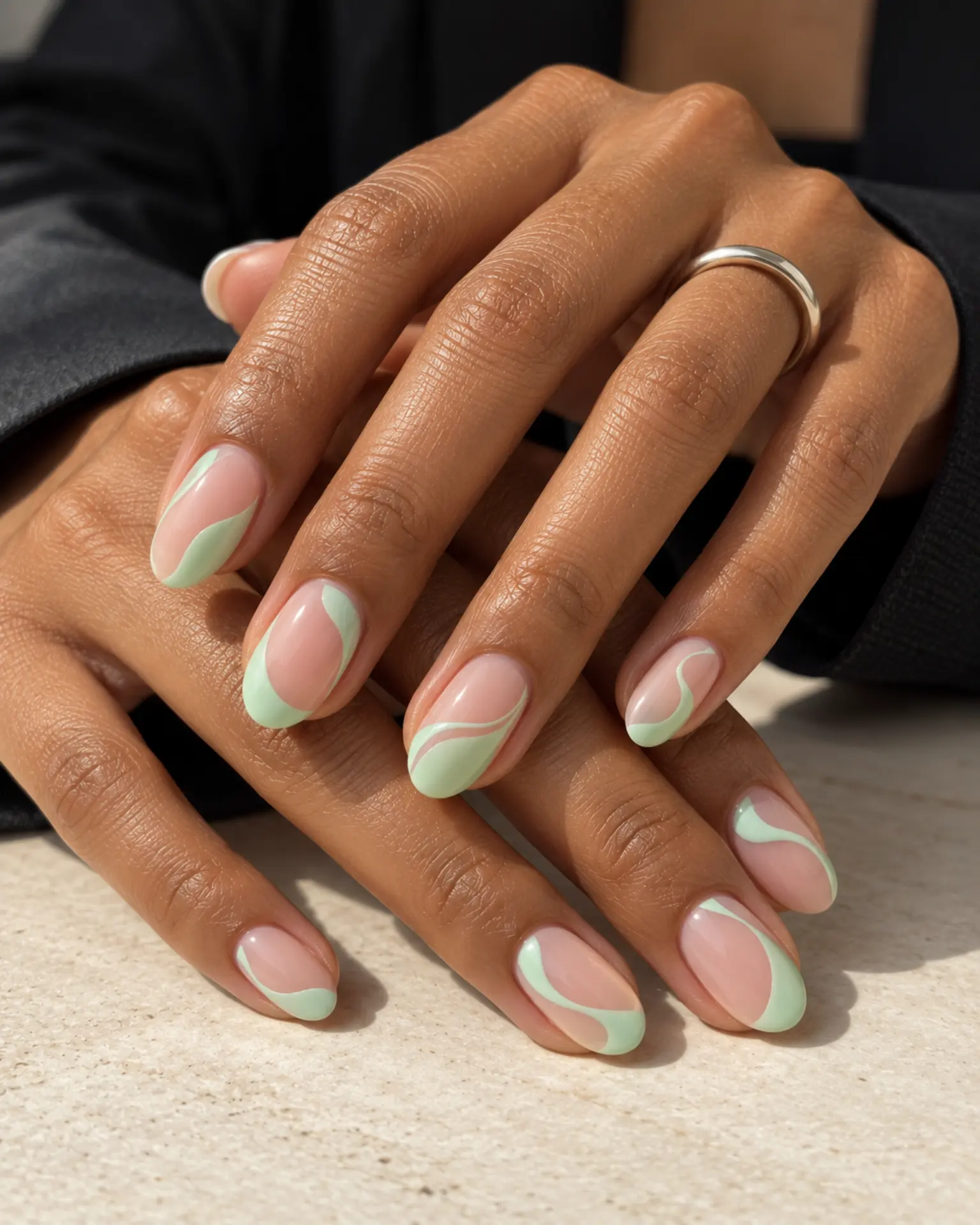 Mint Negative Space manicure inspiration for Easter nail ideas