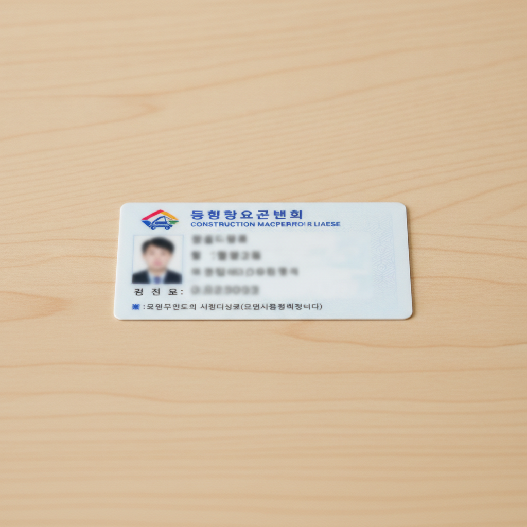 시군구청에서 발급받은 건설기계 조종사 면허증 예시