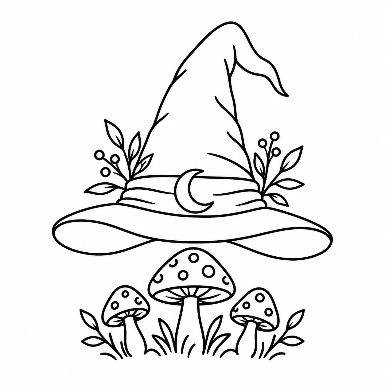 Witchy Mushroom Patch outline preview for PDF or EMB transfer