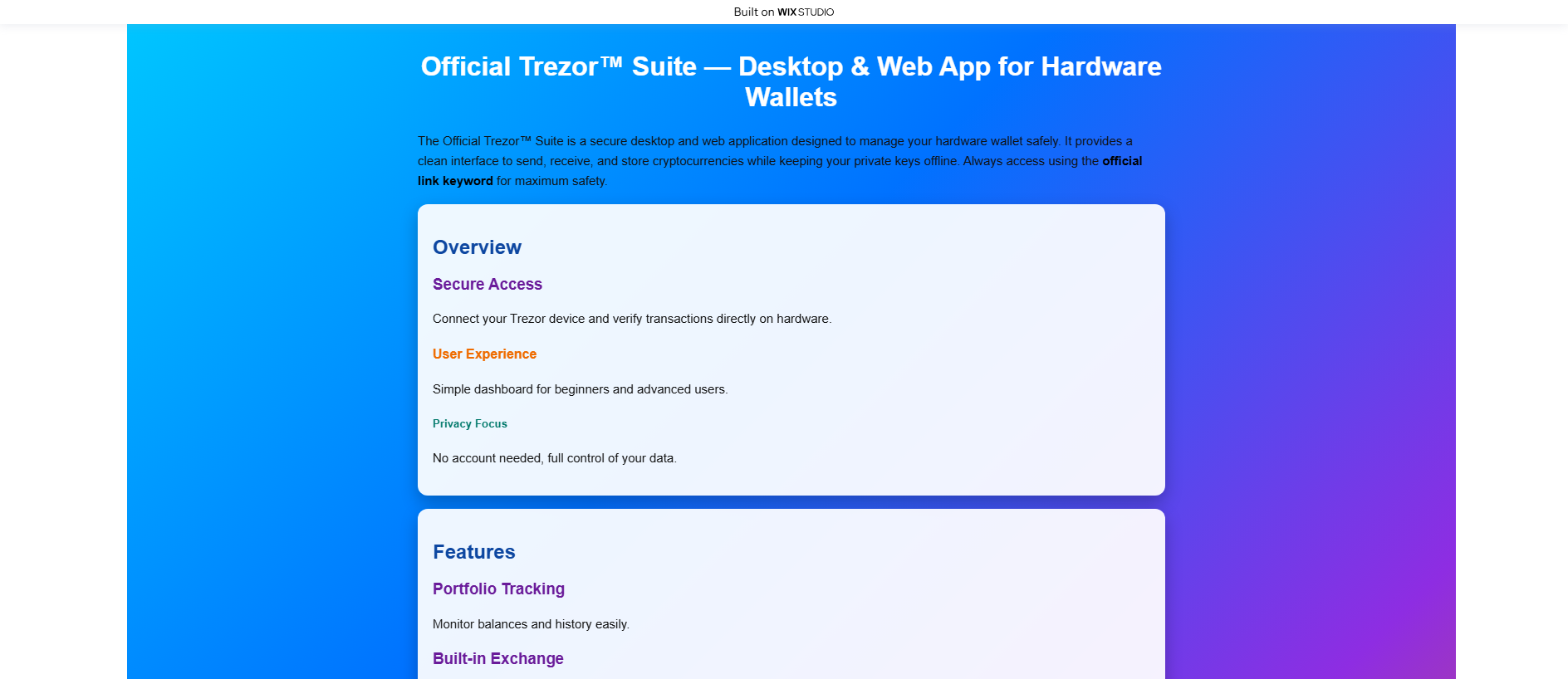 Stored capture of homepage-trexor-suit.wixstudio.com