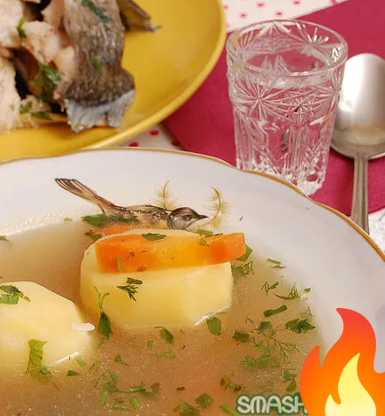 Постер Вкусная уха да с запахом костра