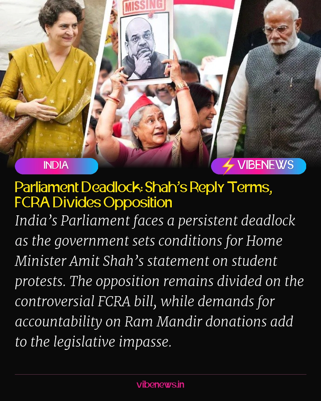 Parliament Deadlock: Shah’s Reply Terms, FCRA Divides Opposition