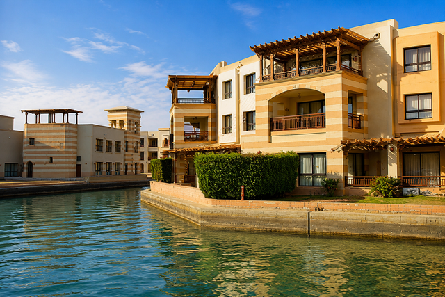 waterfront promenade with luxury boutiques
