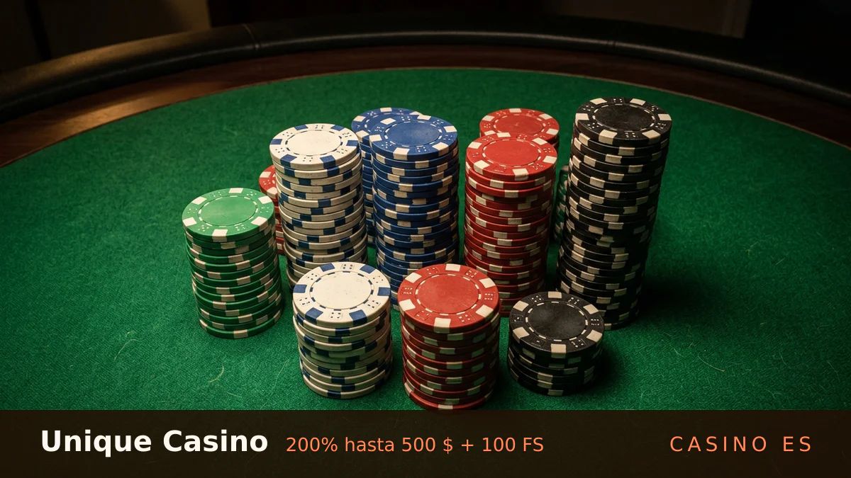 Unique Casino � bono de bienvenida 200% hasta 500 $ + 100 FS, pagos: Visa, Mastercard, Bizum, Neosurf, ecoPayz