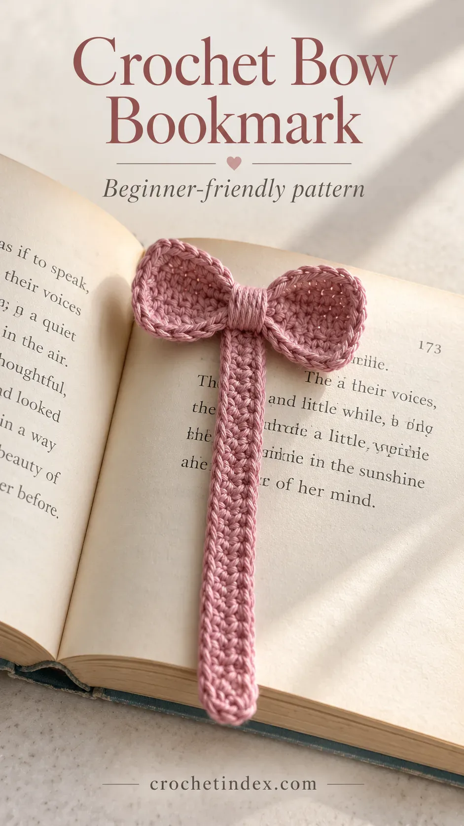 Crochet Bow Bookmark Pinterest pin