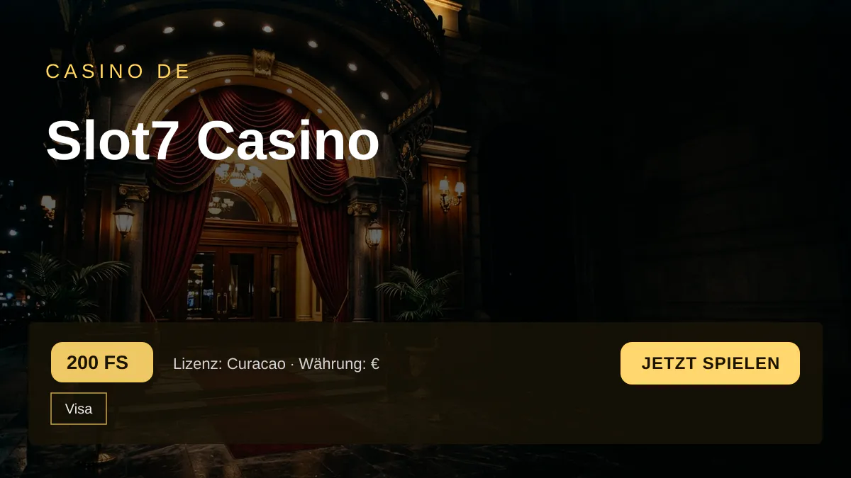 Slot7 Casino — Willkommensbonus 150% up to €500 + 200 FS, Zahlungen: Visa, Mastercard