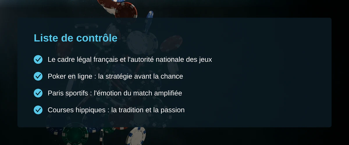 La réalité du casino en ligne pour le joueur français passionné — Liste de contrôle