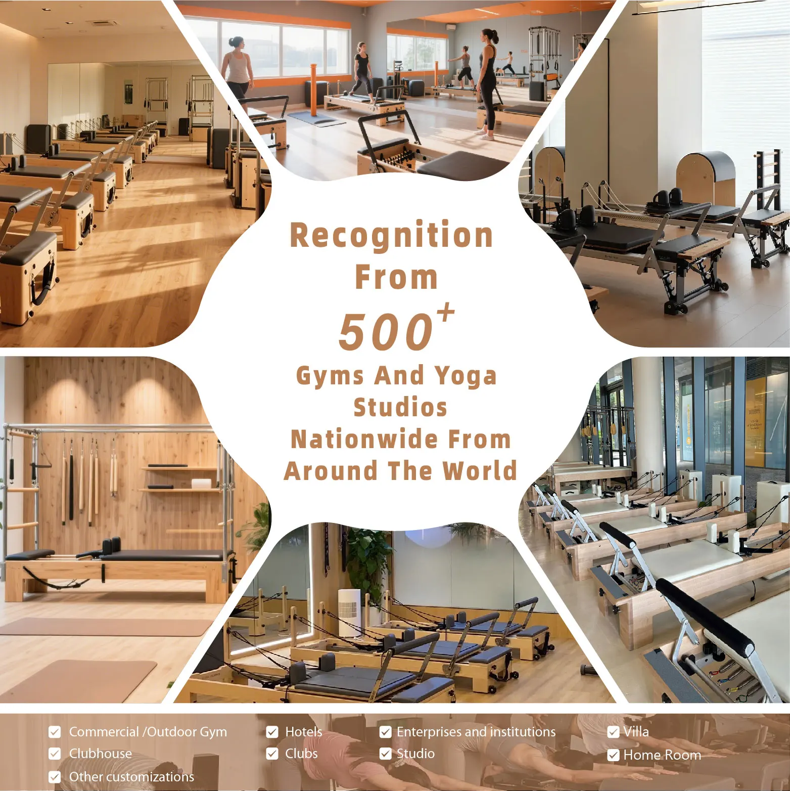 Best Oak Wood Pilates Reformer Exercise Equipment With Power Tower and Jump Board for Home Gym Fitness Training Use view 6