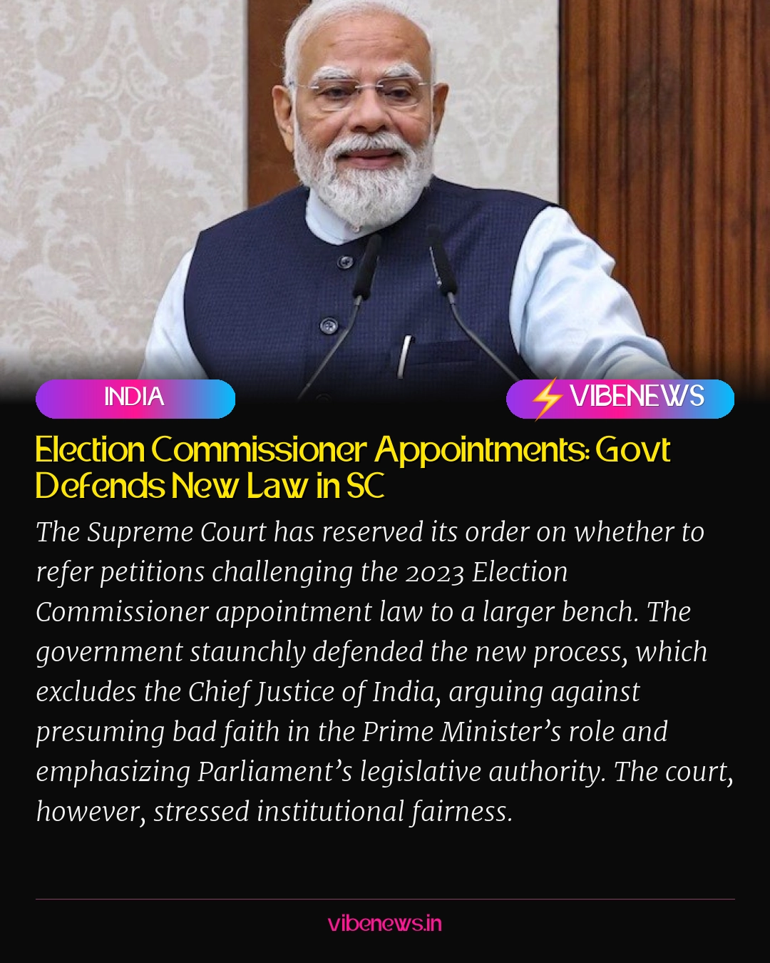 Election Commissioner Appointments: Govt Defends New Law in SC