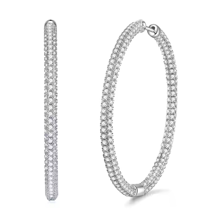 Large Three-Row Pavé Hoops