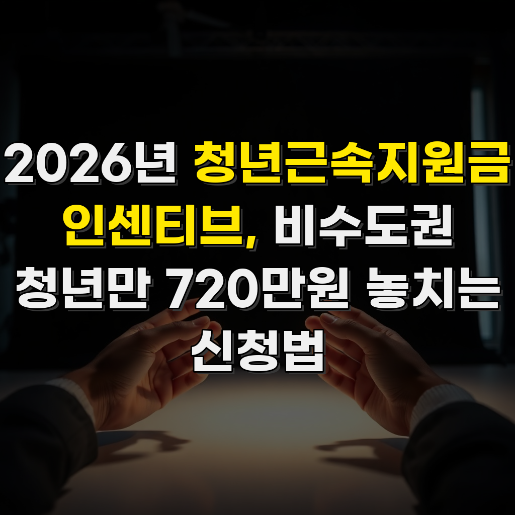 2026년 청년근속지원금 인센티브, 비수도권 청년만 720만원 놓치는 신청법