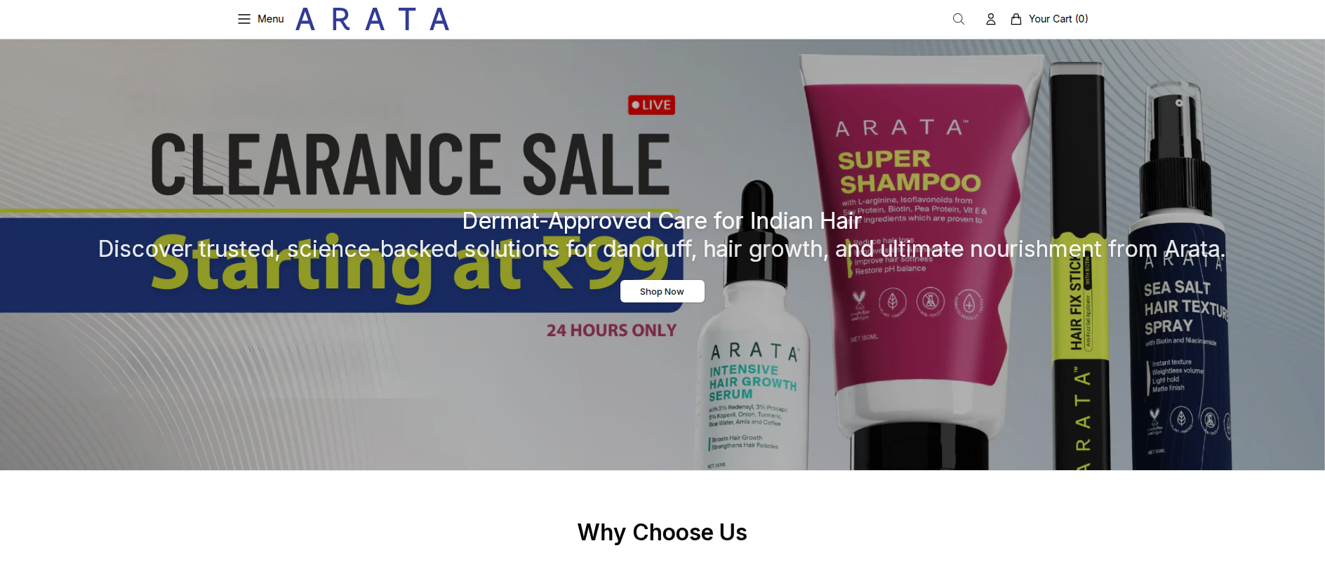 Stored capture of arataofficial.shop