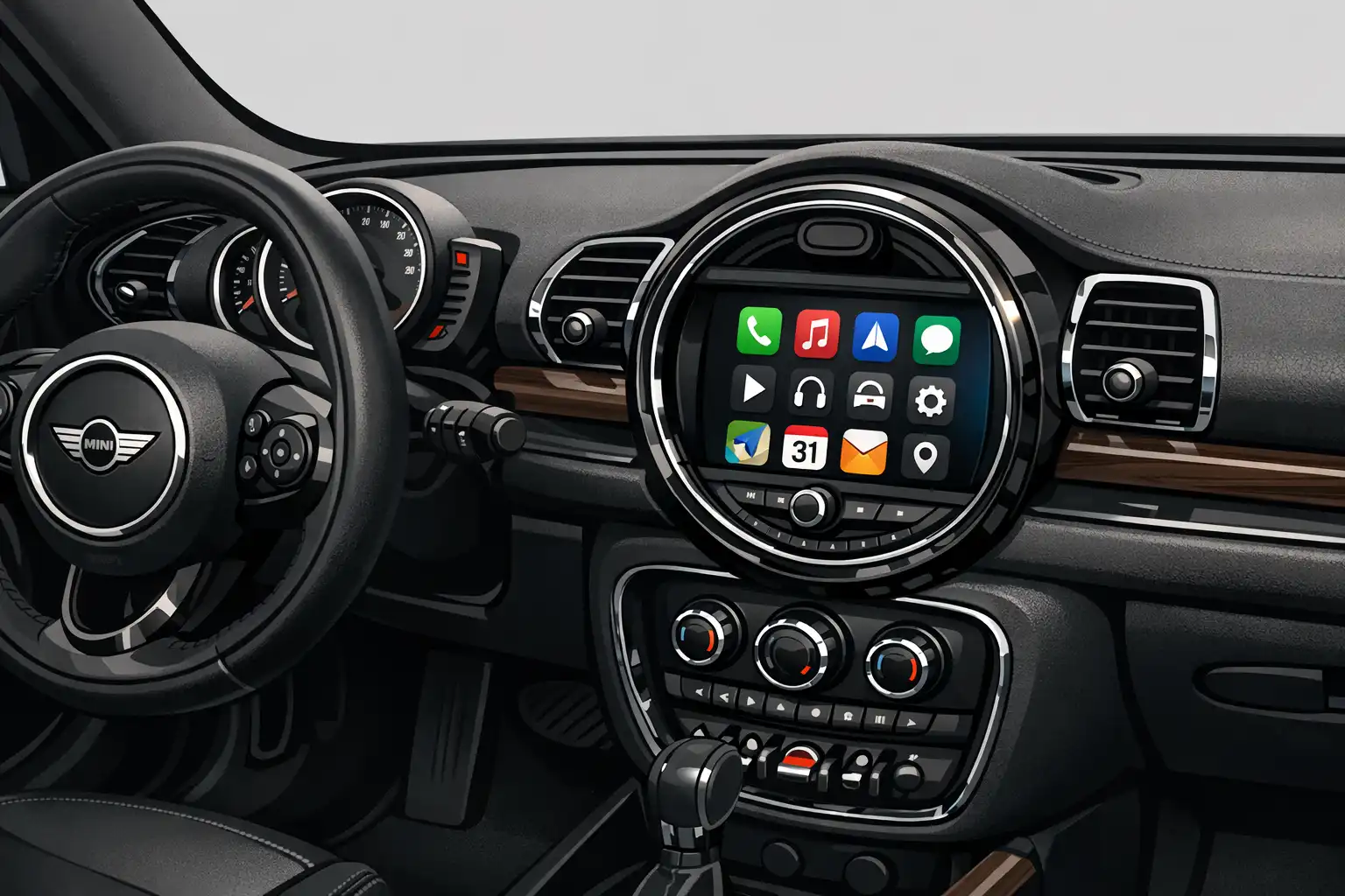 Écran Mini Clubman 2016 après ajout Android Auto