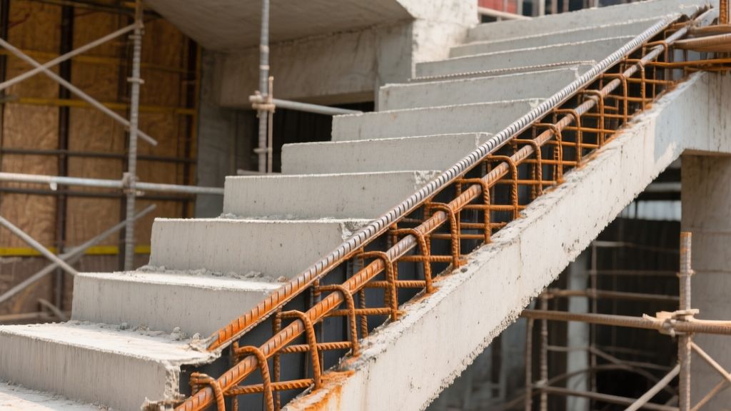 Staircase Reinforcement Details for Indian Homes 2026 - Main Bar, Distribution Bar, Waist Slab Thickness and Common Mistakes